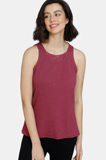 Buy Zivame Cozy Heathers Knit Poly Camisole - Beet Red